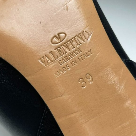 VALENTINO Garavani Black Leather Rockstud Moto Ankle Booties - IT 39/US 9 - Picture 7 of 11